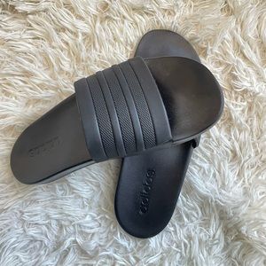 Black adidas slides